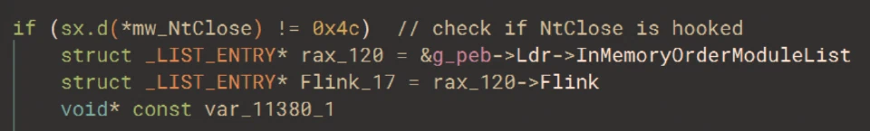 Checking the first byte within the NtClose instructions to see if they’re as expected